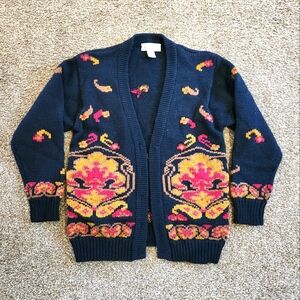 Jones of New York Classic Hand Embroidered Cardigan, 100% Wool